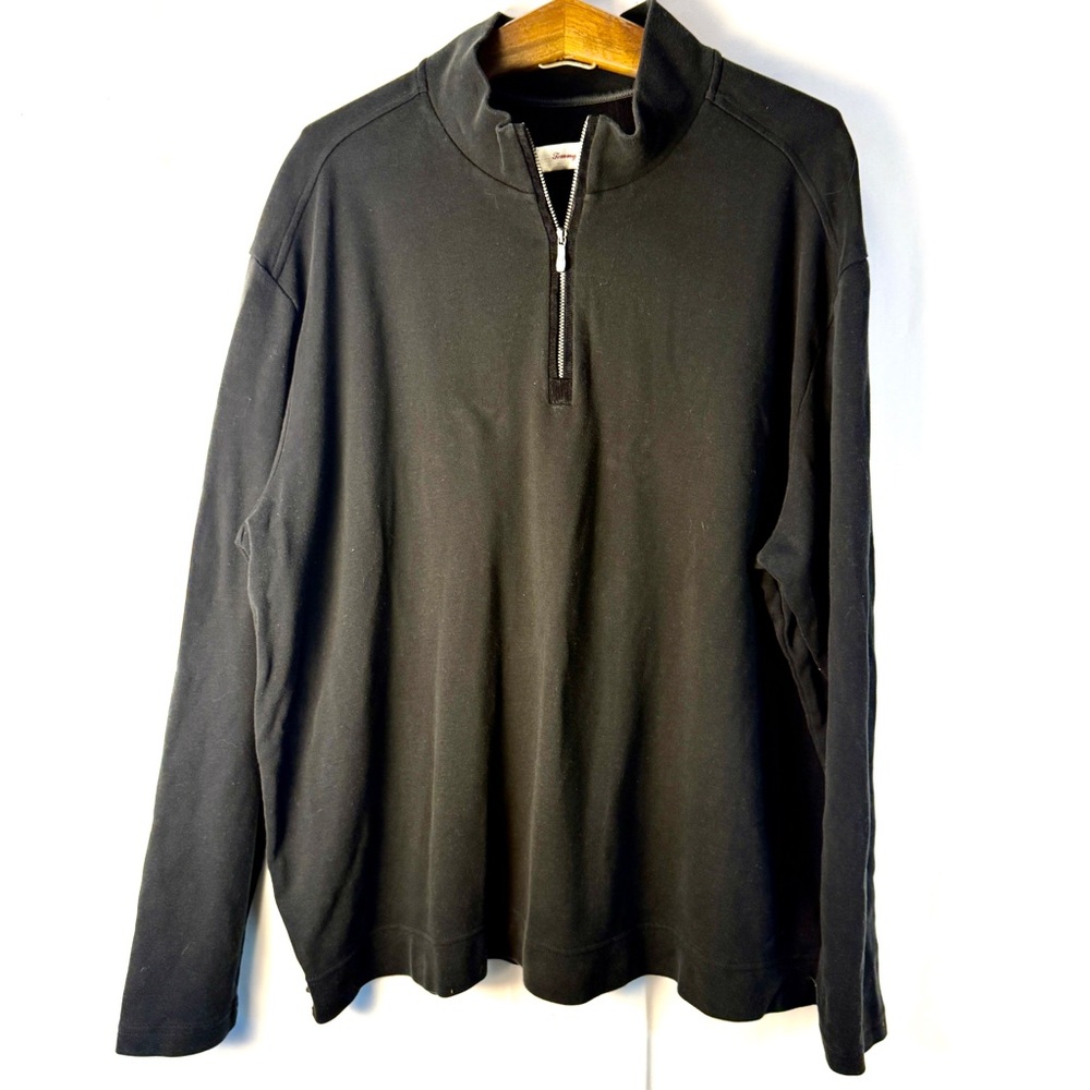 Tommy Bahama Black Zip-Up Sweater 100% Pima Cotton